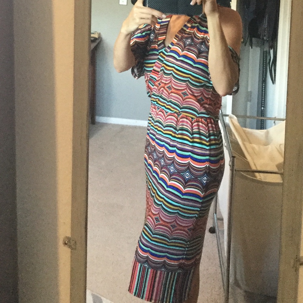 Cold shoulder multi color dress
